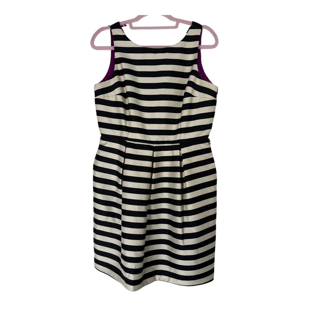 White House Black Market White Black Stripe Sleeveless Fit & Flare Dress Size 10